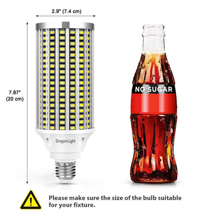 DragonLight 60W LED Corn Bulbs 6000K Daylight E26/E39 Base 7,200LM [Twin Value Pack]