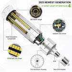 2023 Upgraded 80W Commercial Grade LED Corn Bulb Fanless 5000K Daylight E26/E39 Base 9,600LM - UL Listed