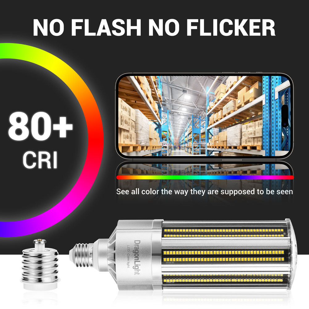 2025 Upgraded 120W Commercial Grade LED Corn Bulb Fanless 5000K Daylight E26/E39 Base 14,400LM - UL Listed