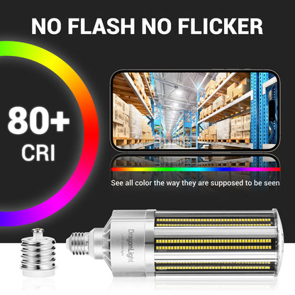 2025 Upgraded 120W Commercial Grade LED Corn Bulb Fanless 5000K Daylight E26/E39 Base 14,400LM - UL Listed