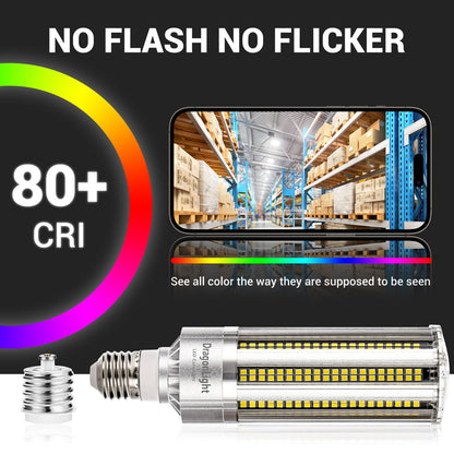 2025 Upgraded 60W LED Corn Bulb Fanless 6000K Daylight E26/E39 Base 7,200LM - UL Listed