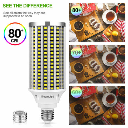 DragonLight 60W LED Corn Bulbs 6000K Daylight E26/E39 Base 7,200LM [Twin Value Pack]