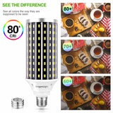 DragonLight 50W LED Corn Bulbs 3000K Warm White E26/E39 Base 5,000LM [Twin Value Pack]