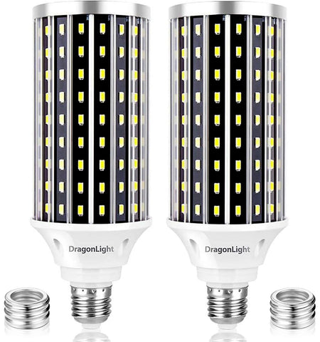 DragonLight 50W LED Corn Bulbs 3000K Warm White E26/E39 Base 5,000LM [Twin Value Pack]