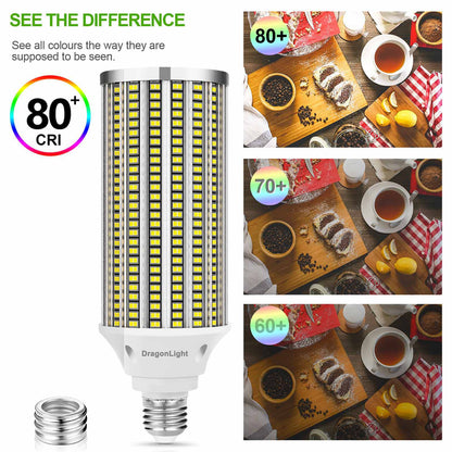 DragonLight 80W LED Corn Bulbs 5000K Daylight E26/E39 Base 9,600LM [Pack of 2]