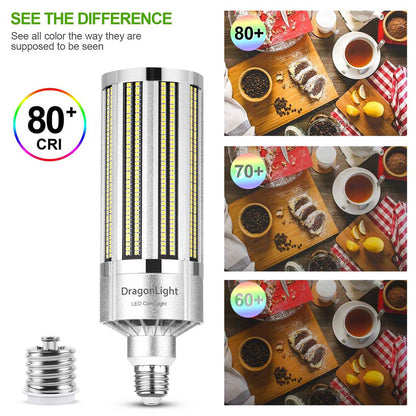 DragonLight 100W Commercial Grade LED Corn Bulb Fanless 3000K Warm White E26/E39 Base 12,500LM- UL Listed