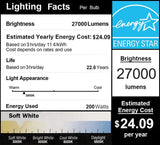 DragonLight 200W Commercial Grade LED Corn Bulb 3000K Warm White E39 Base 27,000LM - UL Listed