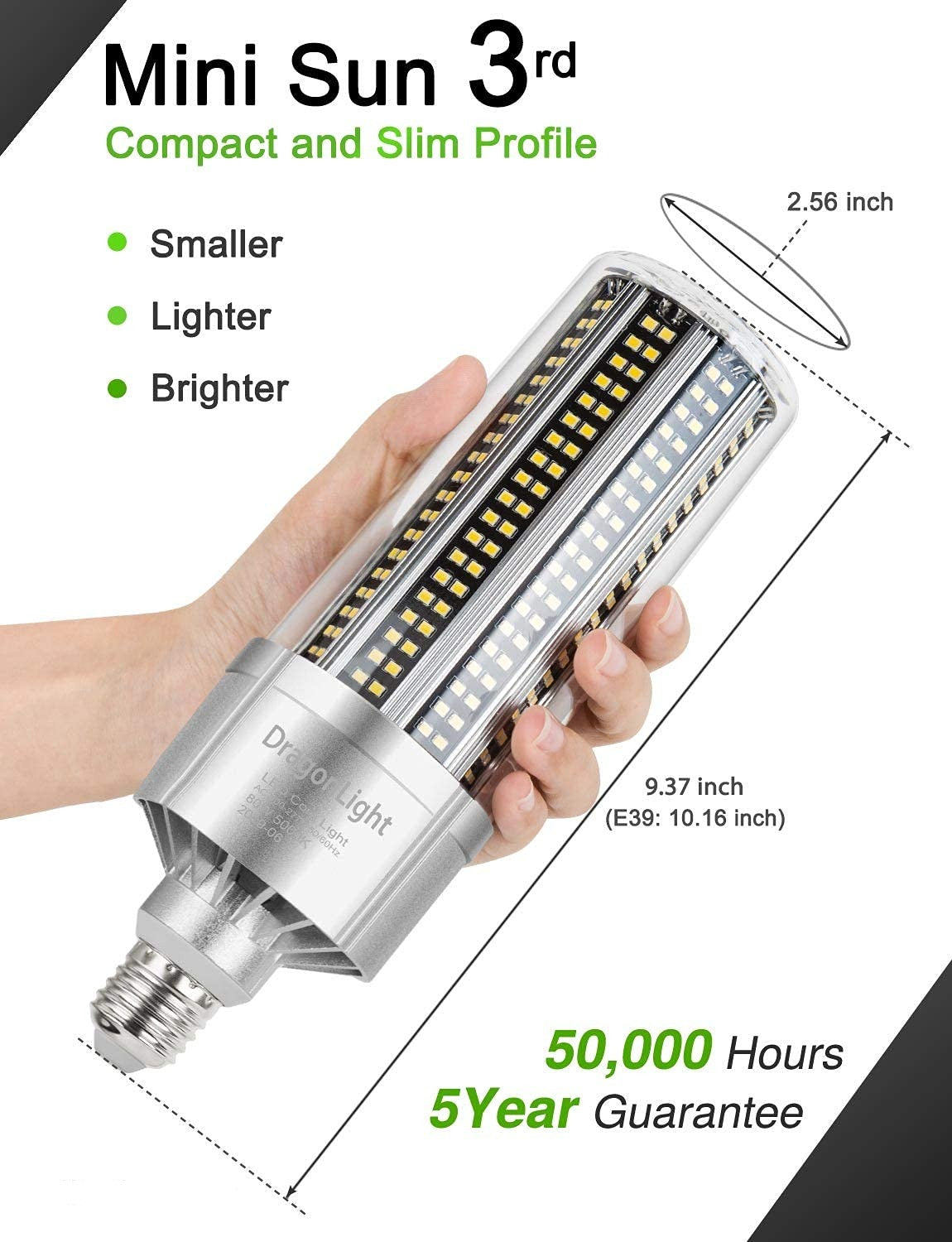 DragonLight 100W Commercial Grade LED Corn Bulb 3000K Warm White E26/E39 Base 12,000LM - UL Listed