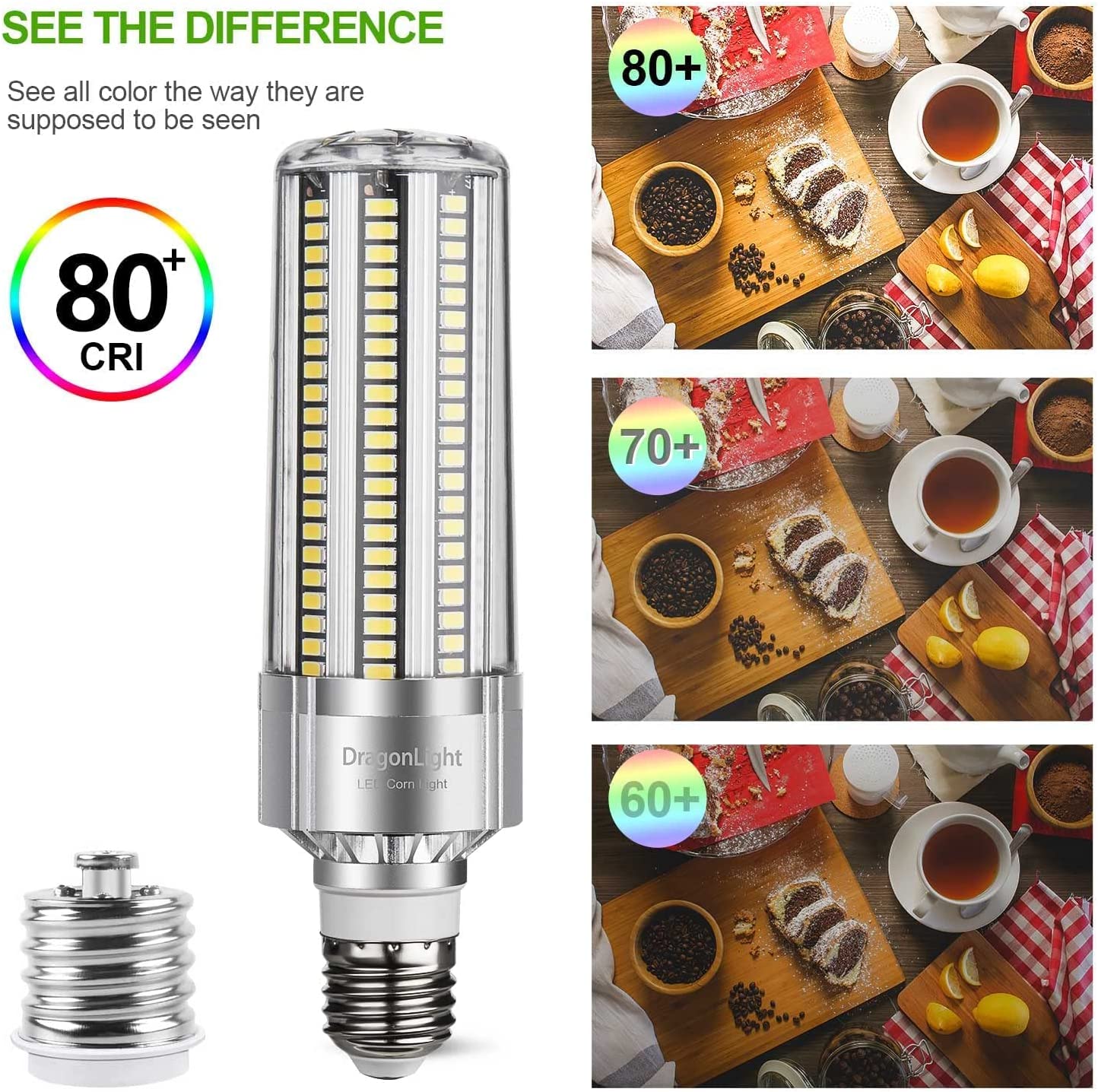 DragonLight 54W LED Corn Bulb 6000K Daylight E26/E39 Base 6,500LM - UL Listed