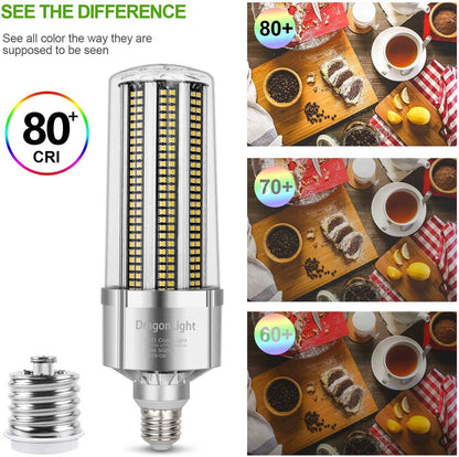 DragonLight 80W Commercial Grade LED Corn Bulb 3000K Warm White E26/E39 Base 9,600LM - UL Listed