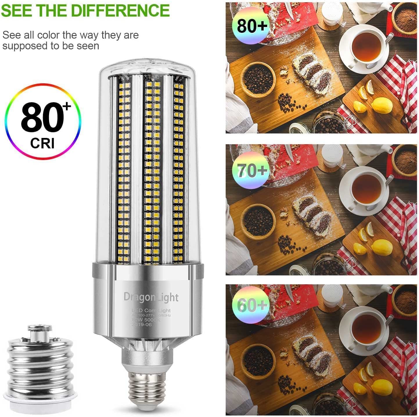 DragonLight 120W Commercial Grade LED Corn Bulb 3000K Warm White E26/E39 Base 14,400LM - UL Listed