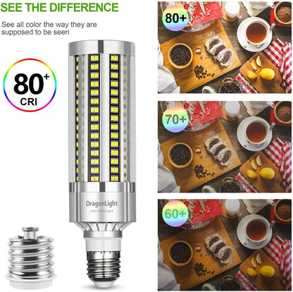 DragonLight 54W LED Corn Bulb Fanless 3000K Warm White E26/E39 Base 6,500LM - UL Listed