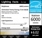 DragonLight 50W LED Corn Bulb Fanless 6000K Daylight E26/E39 Base 6,000LM - UL Listed