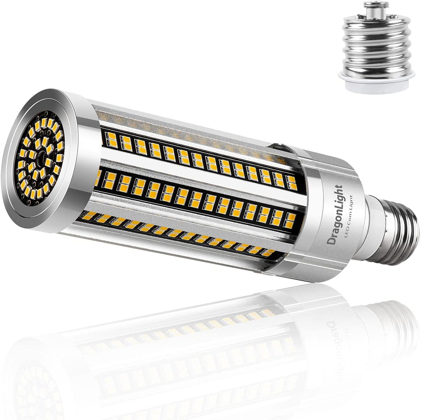 DragonLight 60W LED Corn Bulb Fanless 3000K Warm White E26/E39 Base 7,200LM for Street Lighting