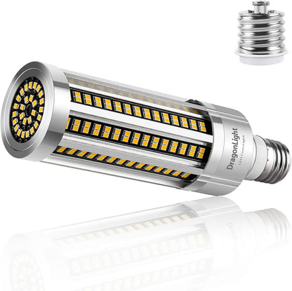DragonLight 60W LED Corn Bulb Fanless 3000K Warm White E26/E39 Base 7,200LM for Street Lighting