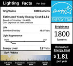 DragonLight 15W LED Corn Bulbs Fanless 3000K Warm White E12 Base 1800LM [Pack of 4] - UL listed