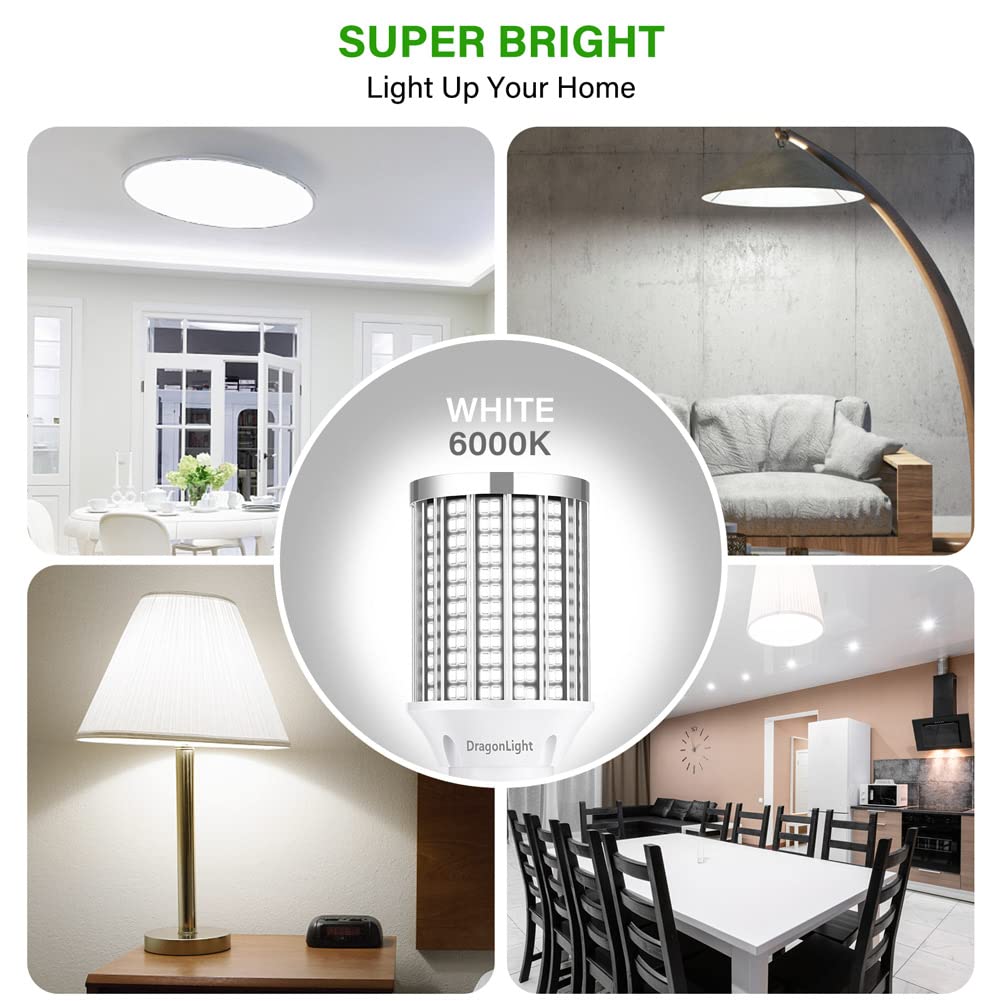 DragonLight 30W LED Corn Bulbs 6000K Daylight E26 Base 3,600LM [Pack of 2]
