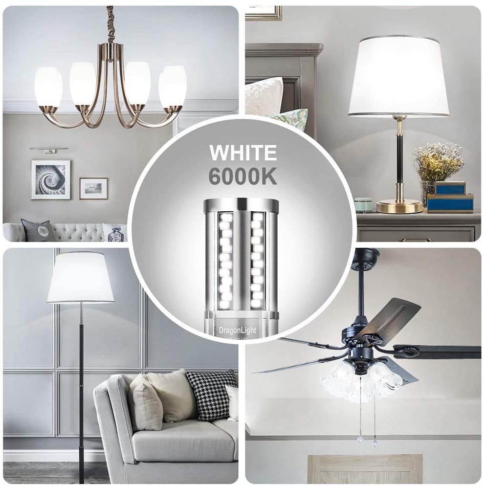 DragonLight 15W LED Corn Bulbs Fanless 6000K Daylight E26 Base 1800LM [Pack of 4] - UL listed