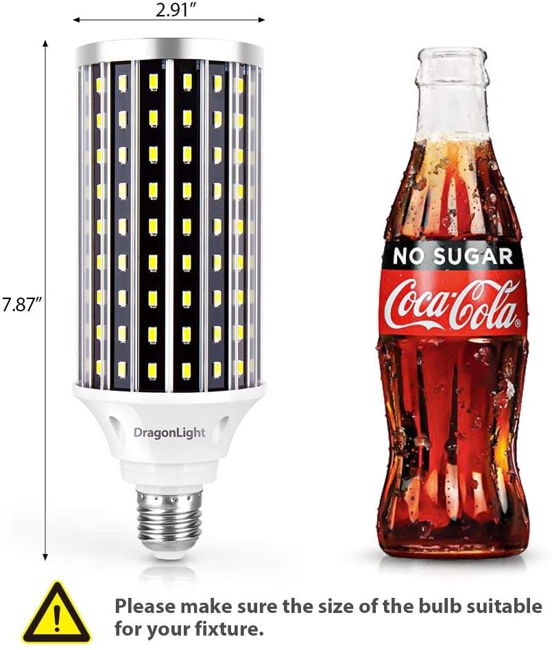 DragonLight 50W LED Corn Bulbs 3000K Warm White E26/E39 Base 5,000LM [Pack of 2]