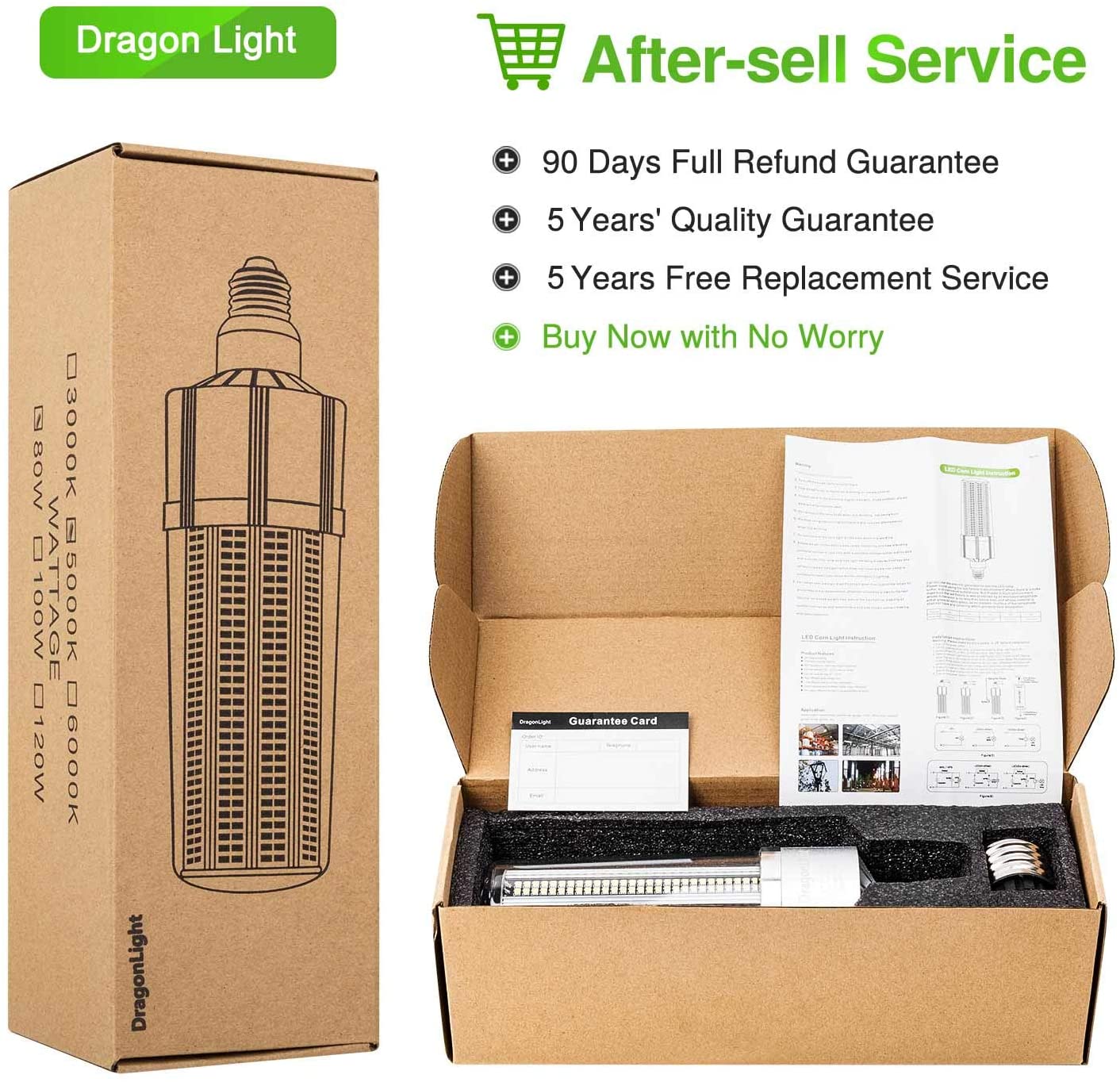 DragonLight 120W Commercial Grade LED Corn Bulb 4000K Neutral White E26/E39 Base 14,400LM - UL Listed