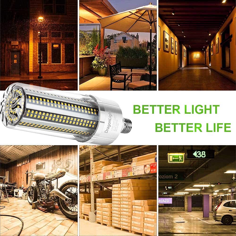 DragonLight 100W Commercial Grade LED Corn Bulb 3000K Warm White E26/E39 Base 12,000LM - UL Listed