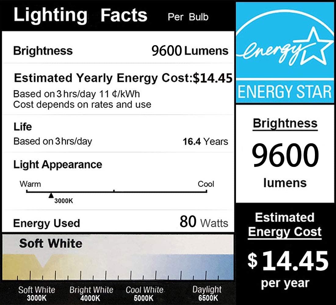 DragonLight 80W Commercial Grade LED Corn Bulb Fanless 3000K Warm White E26/E39 Base 9,600LM - UL Listed