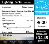 DragonLight 80W Commercial Grade LED Corn Bulb Fanless 3000K Warm White E26/E39 Base 9,600LM - UL Listed