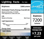 DragonLight 60W LED Corn Bulb 3000K Warm White E26/E39 Base 7,200LM - UL Listed