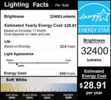 DragonLight 240W Commercial Grade LED Corn Bulb 3000K Warm White E39 Base 32,400LM - UL Listed