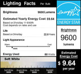 DragonLight 80W Commercial Grade LED Corn Bulb 3000K Warm White E26/E39 Base 9,600LM - UL Listed
