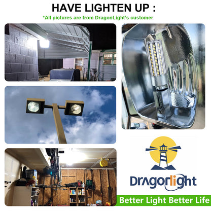 DragonLight 60W LED Corn Bulb Fanless 6000K Daylight E26/E39 Base 7,200LM - UL Listed